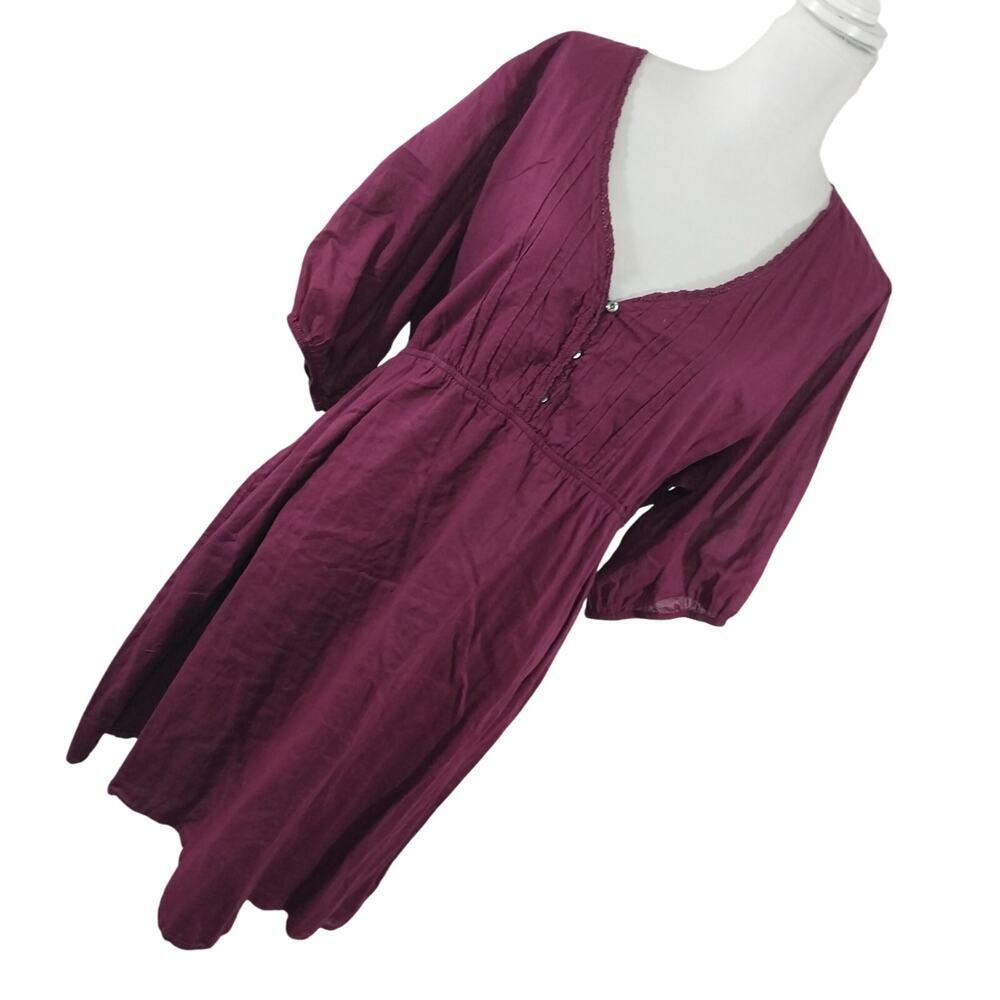 NWOT! OLD NAVY! BURGUNDY RED COTTON BOHO CHIC TIE BACK POUF SLEEVE DRESS! SZ XXL